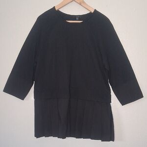 COS Tiered Hem Tunic Blouse Black Minimalist Quiet Luxury Sz Small